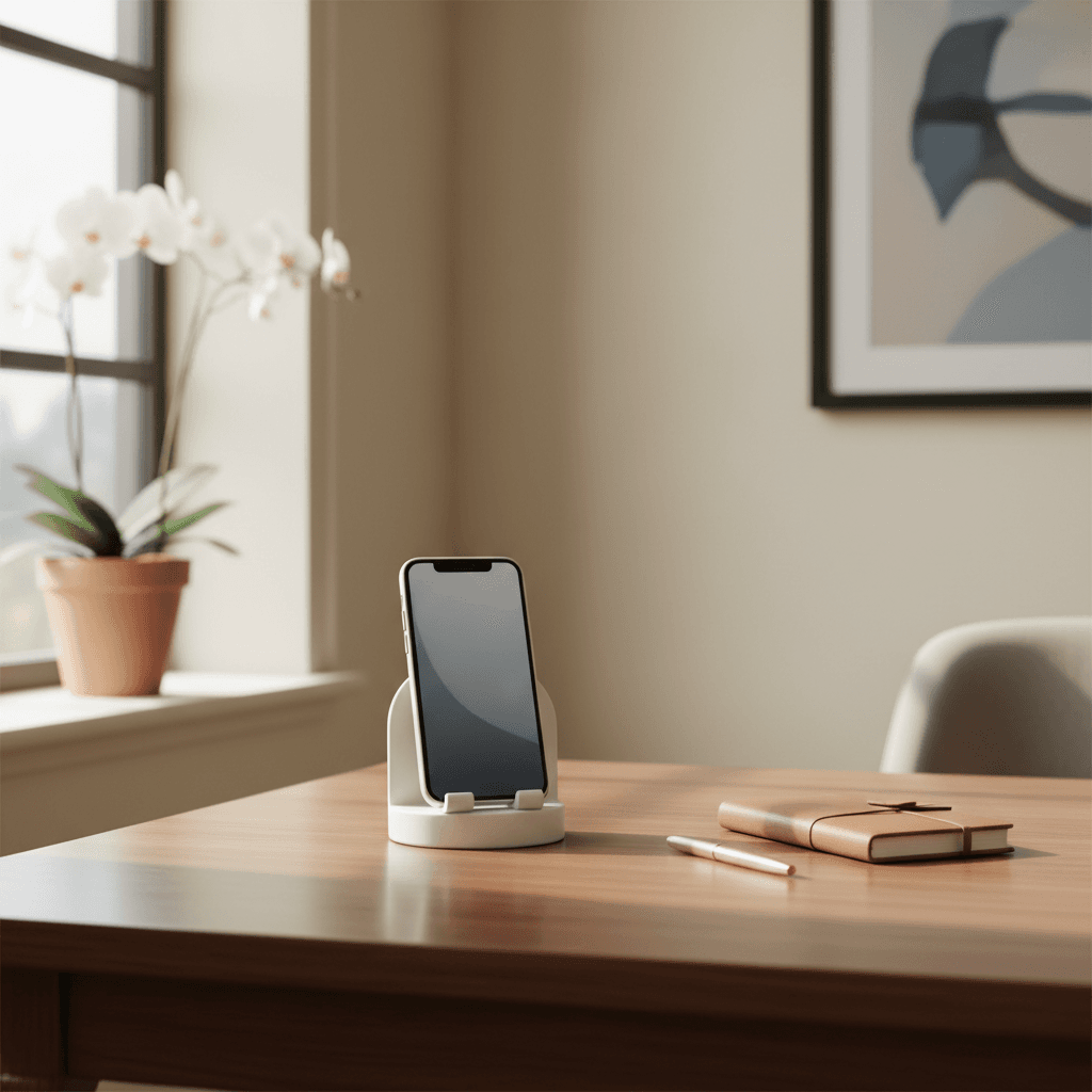 Elegant workspace with phone